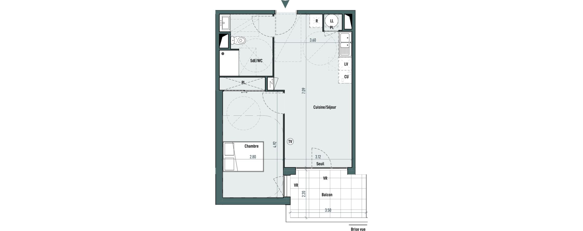 Appartement T2 de 46,51 m2 &agrave; Gignac Centre