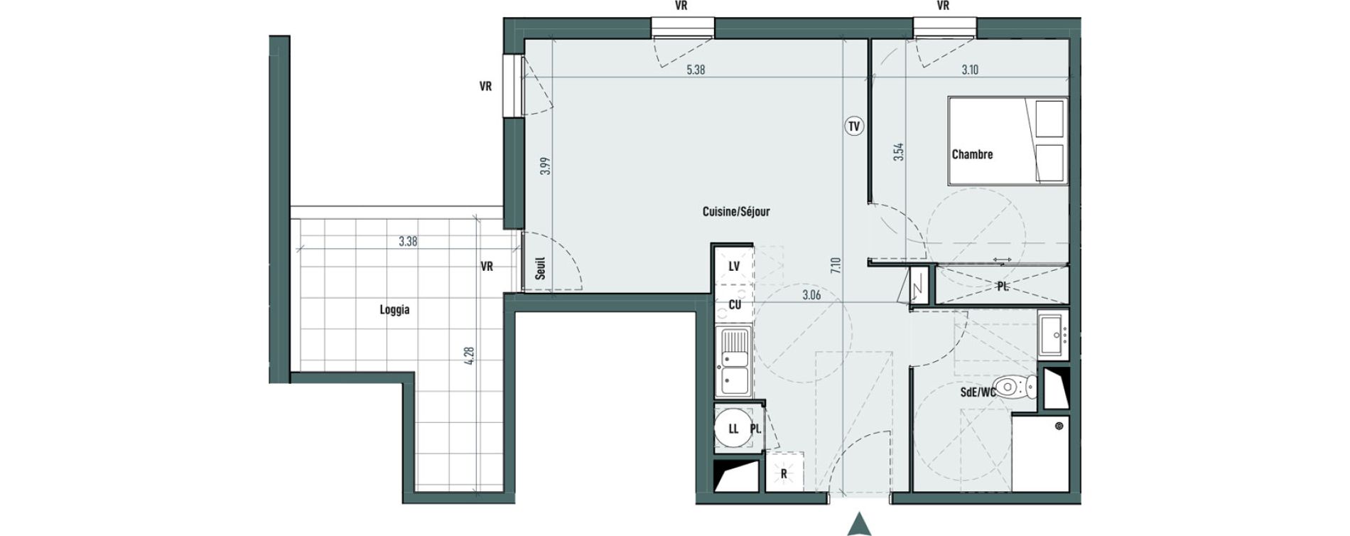 Appartement T2 de 50,39 m2 &agrave; Gignac Centre