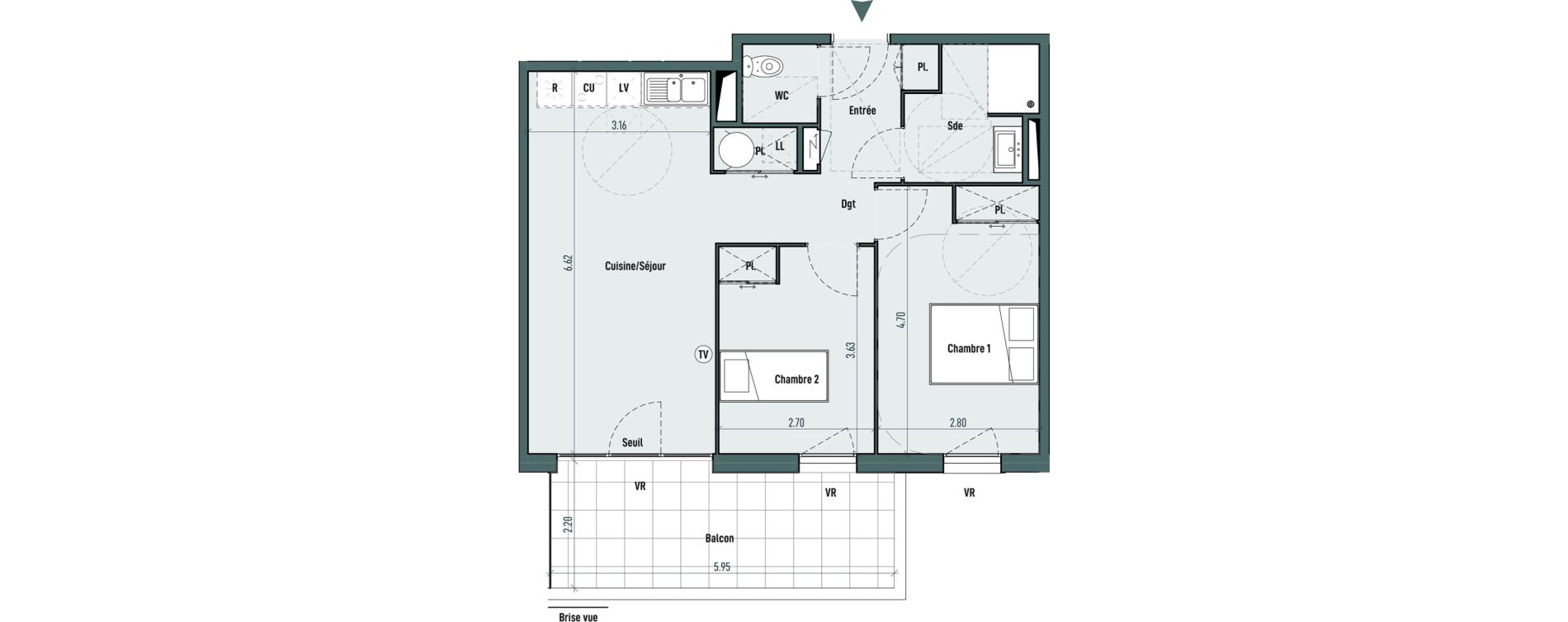 Appartement T3 de 59,67 m2 &agrave; Gignac Centre