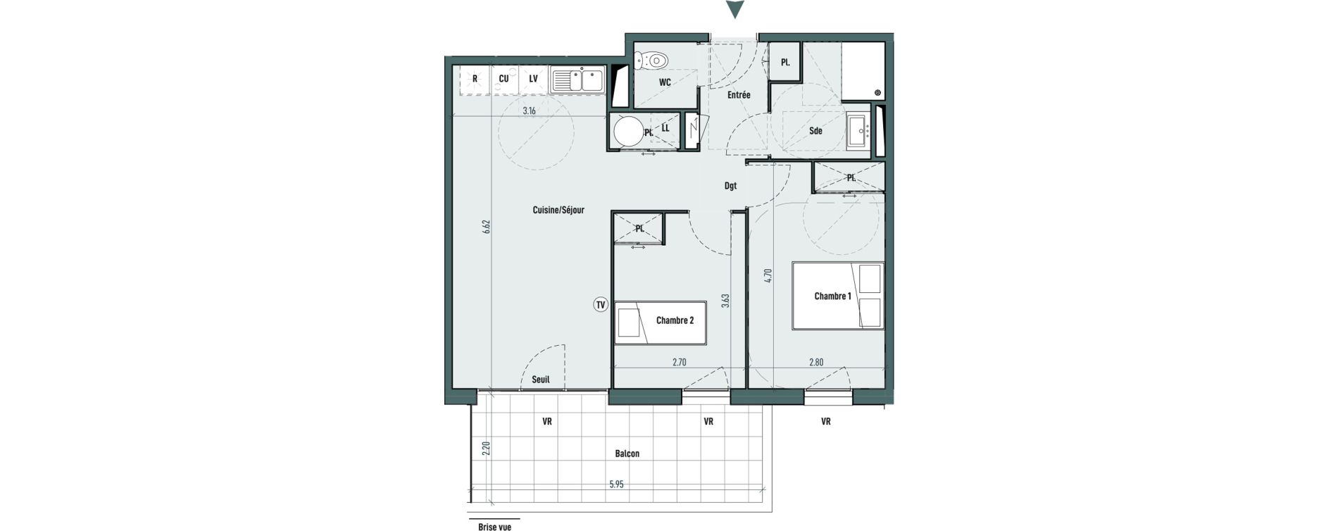 Appartement T3 de 59,67 m2 &agrave; Gignac Centre