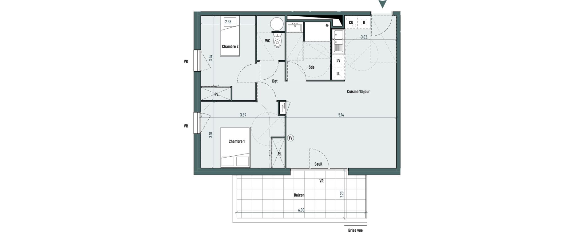 Appartement T3 de 63,24 m2 &agrave; Gignac Centre