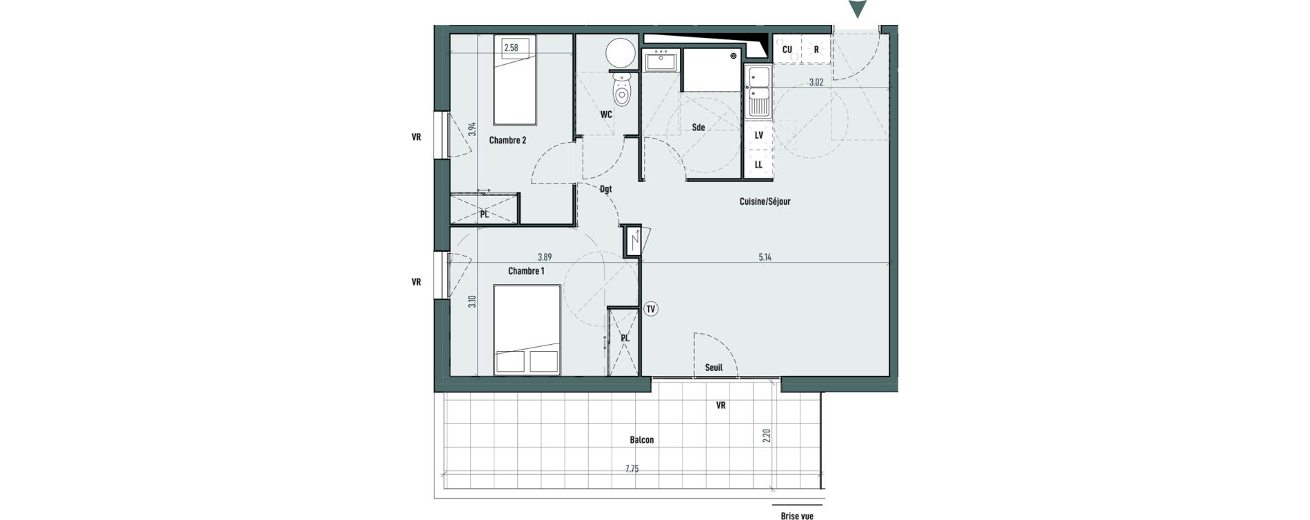 Appartement T3 de 63,24 m2 &agrave; Gignac Centre