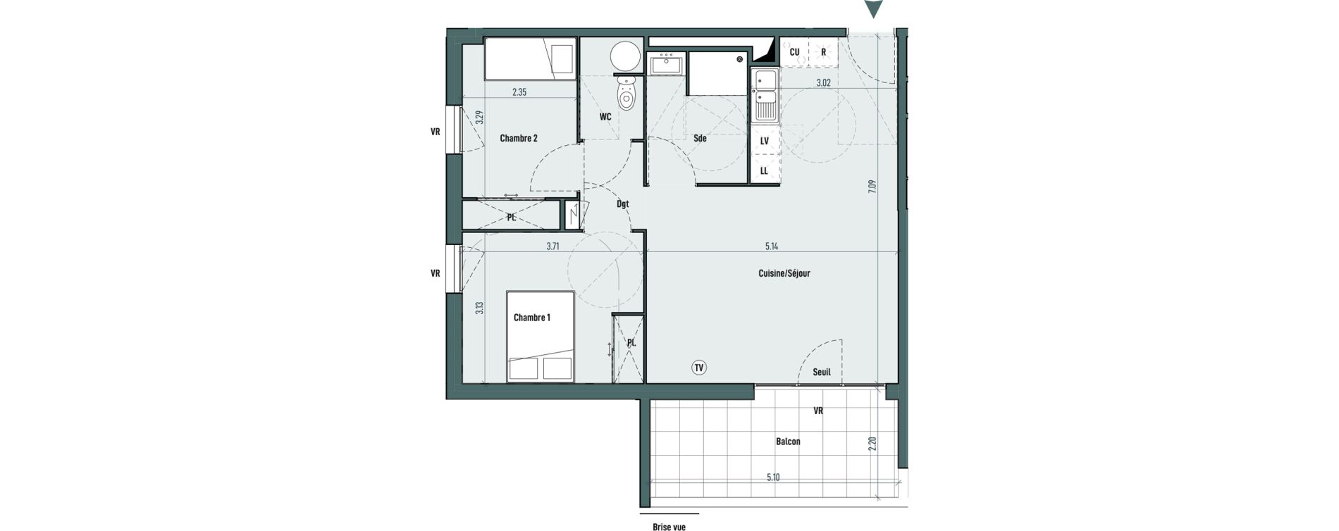 Appartement T3 de 61,91 m2 &agrave; Gignac Centre