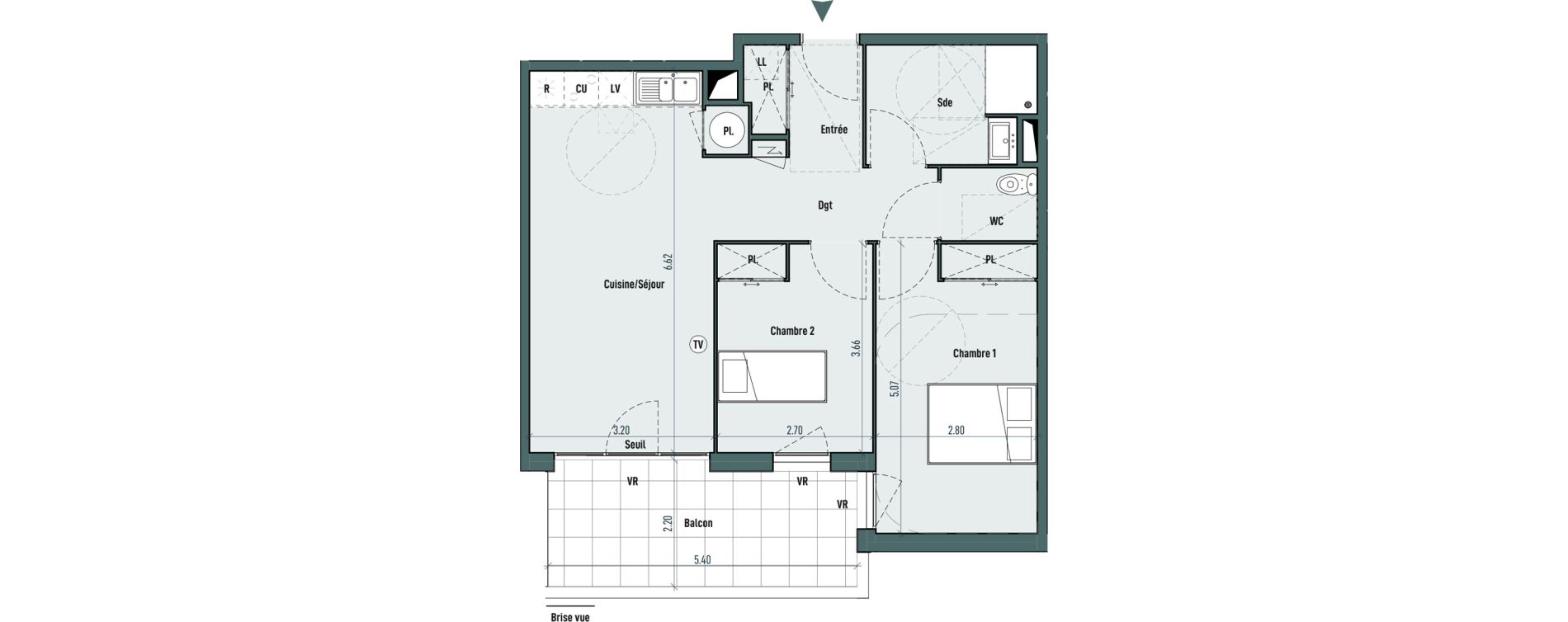 Appartement T3 de 63,34 m2 &agrave; Gignac Centre