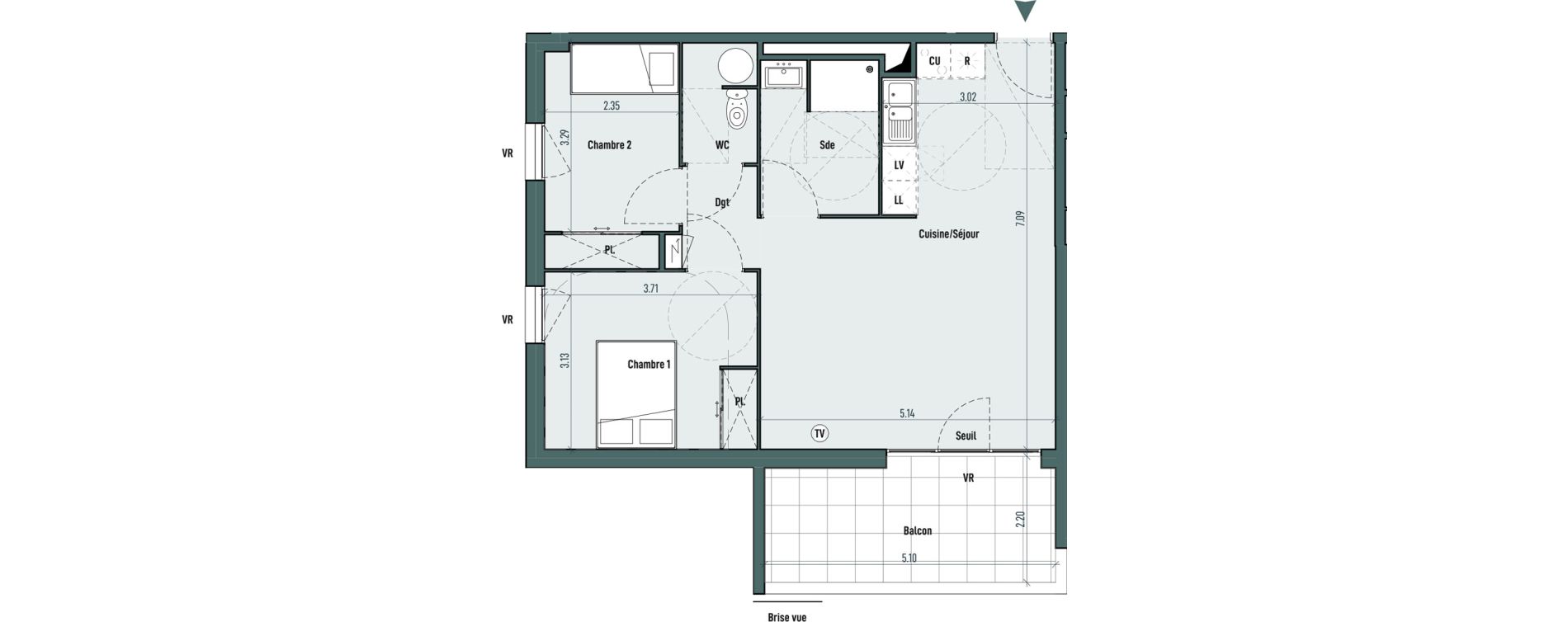 Appartement T3 de 61,91 m2 &agrave; Gignac Centre