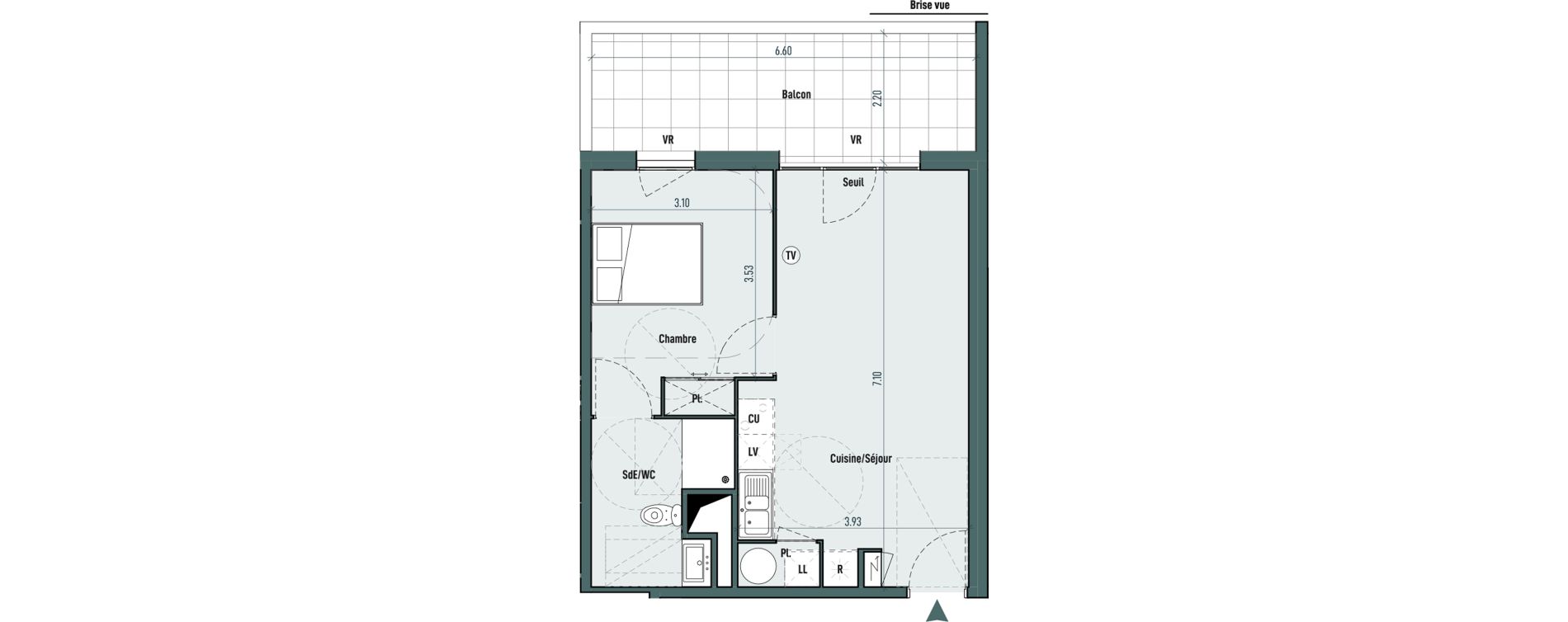 Appartement T2 de 44,47 m2 &agrave; Gignac Centre