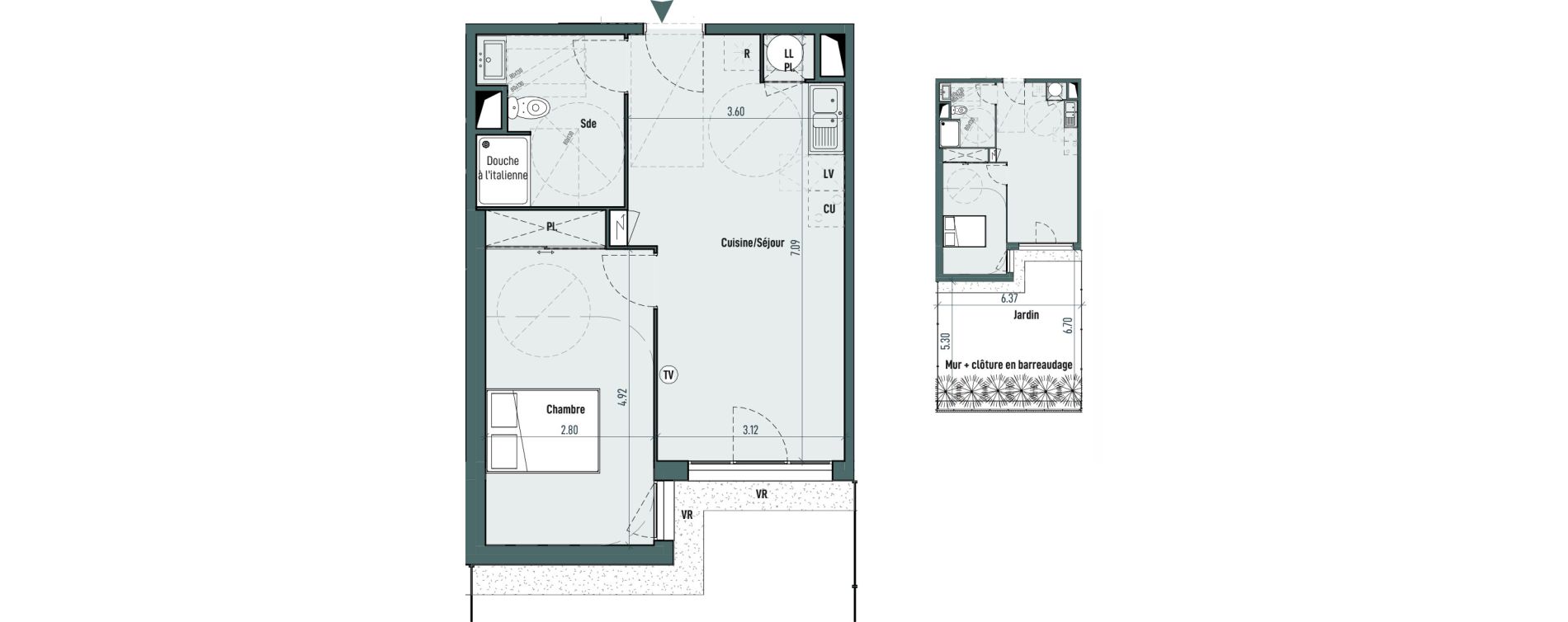 Appartement T2 de 45,80 m2 &agrave; Gignac Centre