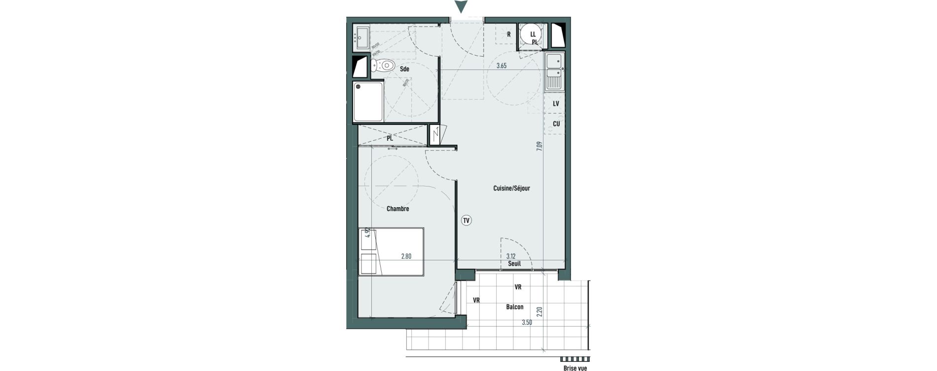 Appartement T2 de 45,80 m2 &agrave; Gignac Centre