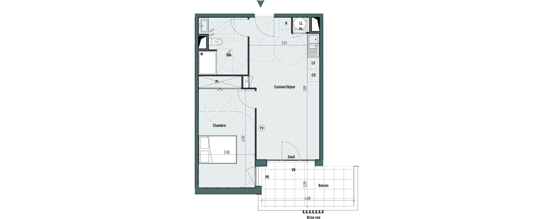 Appartement T2 de 45,80 m2 &agrave; Gignac Centre