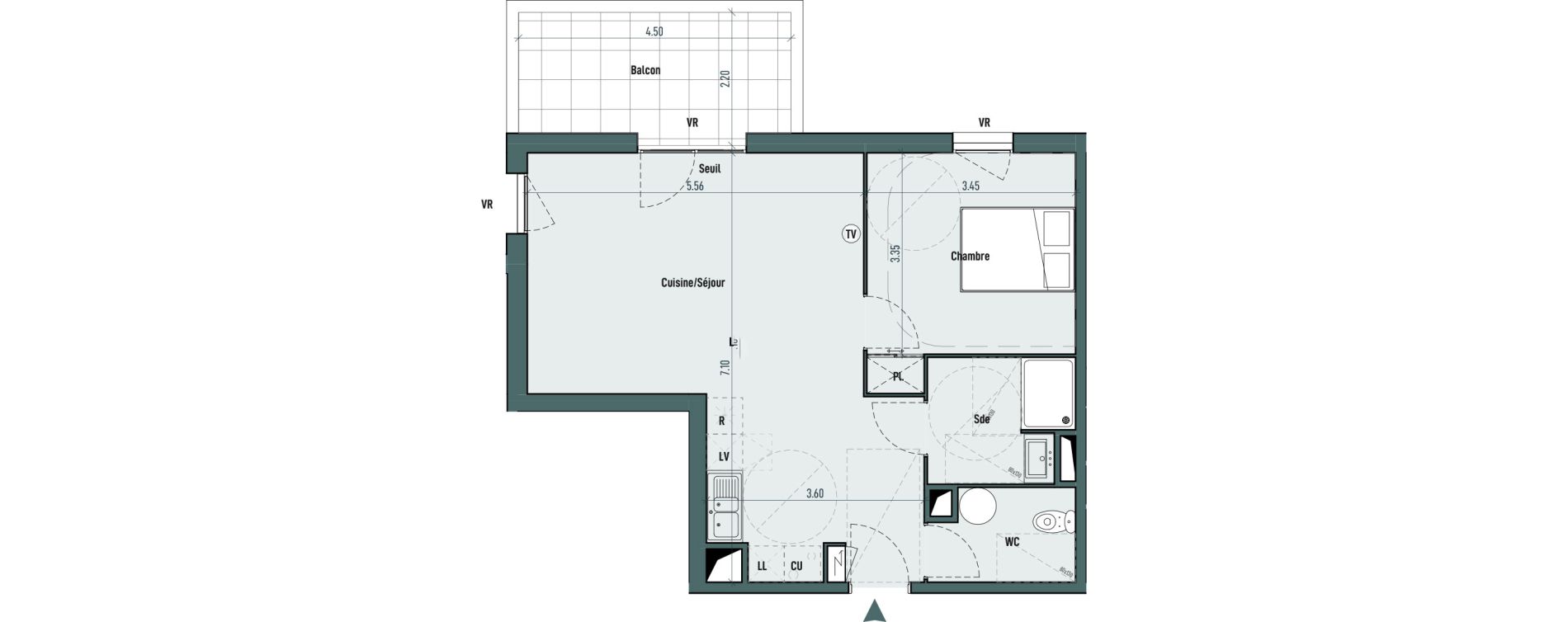 Appartement T2 de 54,16 m2 &agrave; Gignac Centre