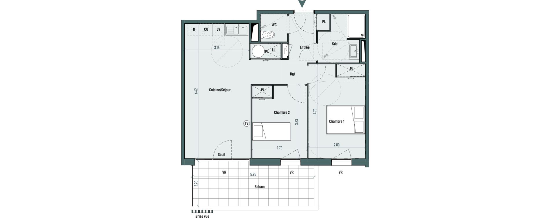 Appartement T3 de 59,67 m2 &agrave; Gignac Centre