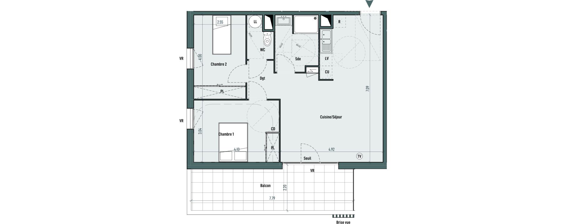 Appartement T3 de 63,41 m2 &agrave; Gignac Centre