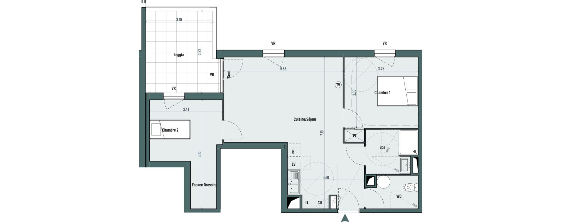 Appartement T3 de 66,71 m2 &agrave; Gignac Centre