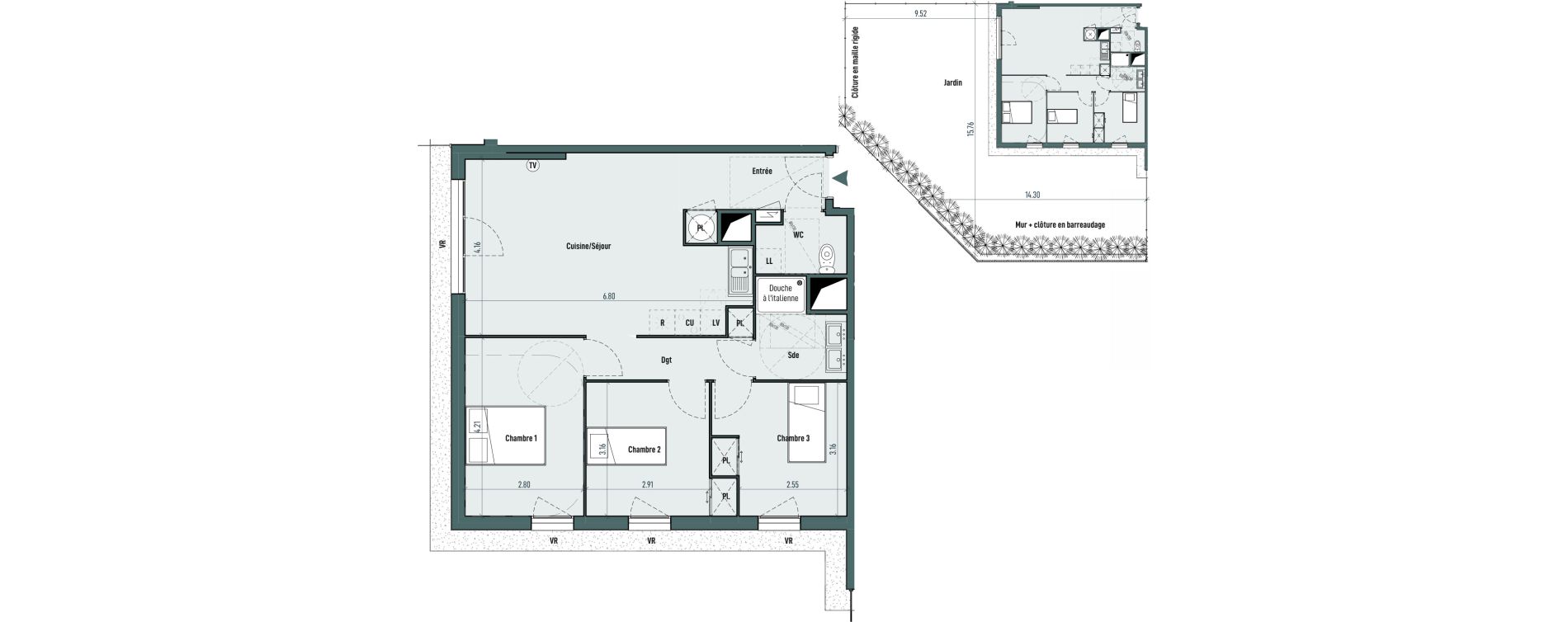 Appartement T4 de 73,93 m2 &agrave; Gignac Centre