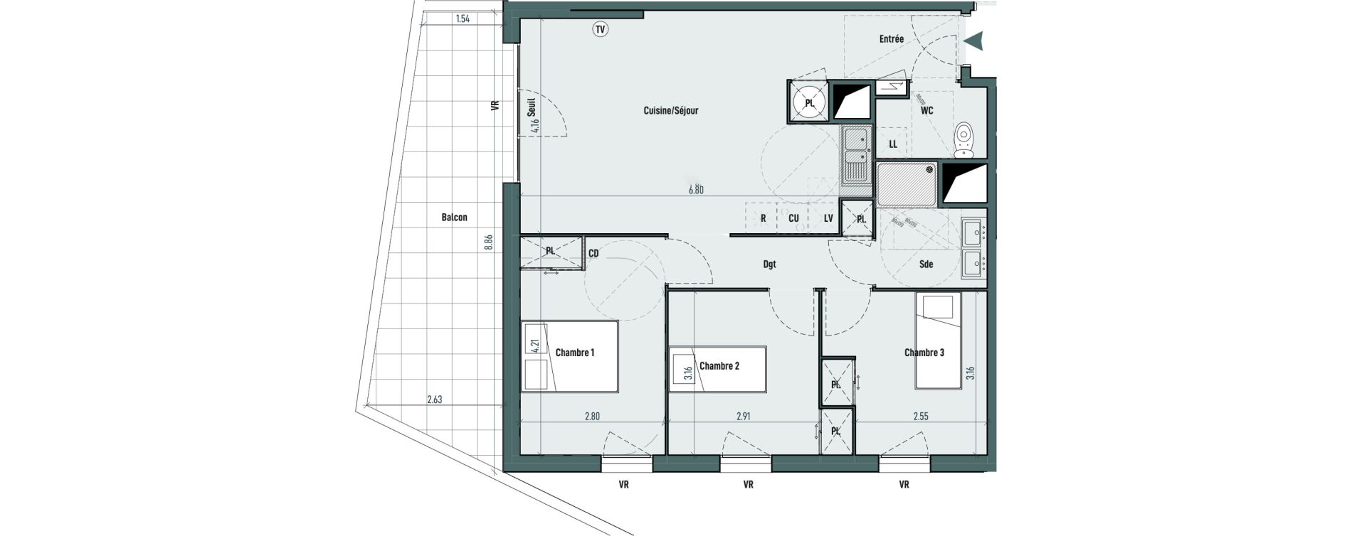 Appartement T4 de 73,83 m2 &agrave; Gignac Centre