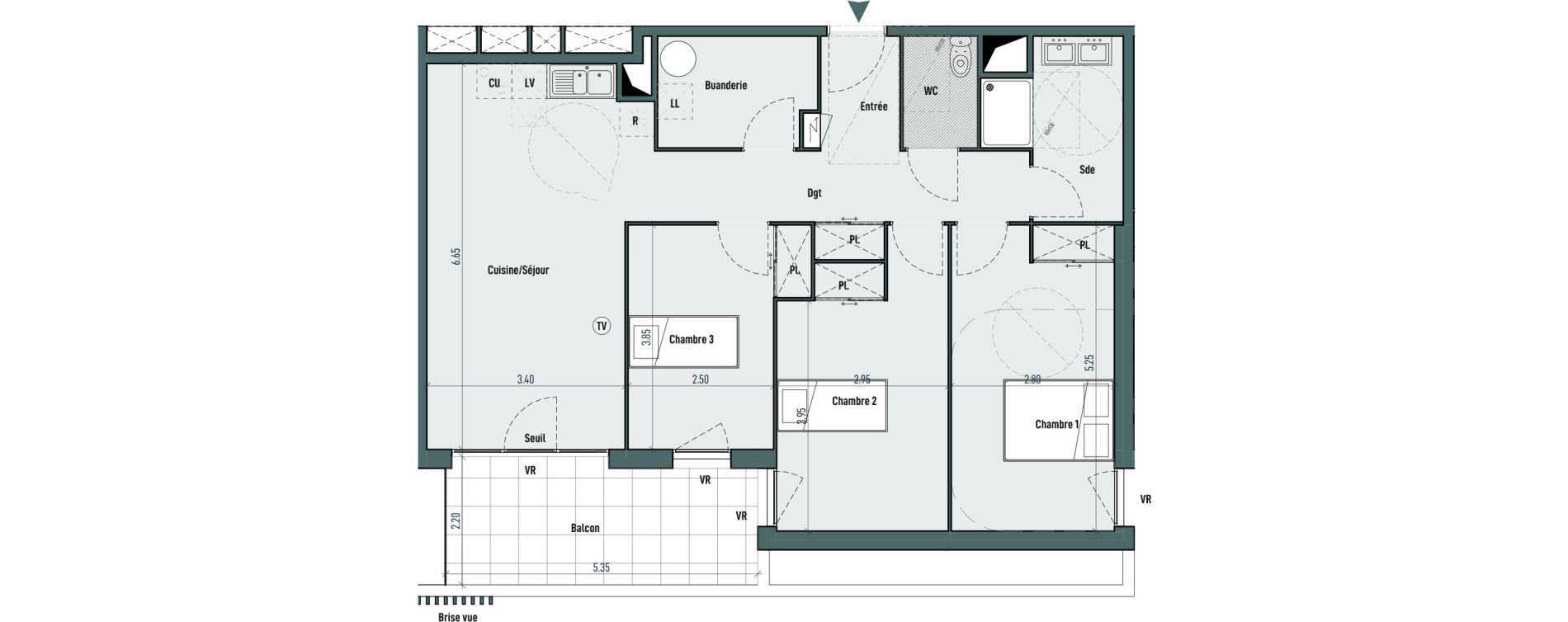 Appartement T4 de 88,74 m2 &agrave; Gignac Centre