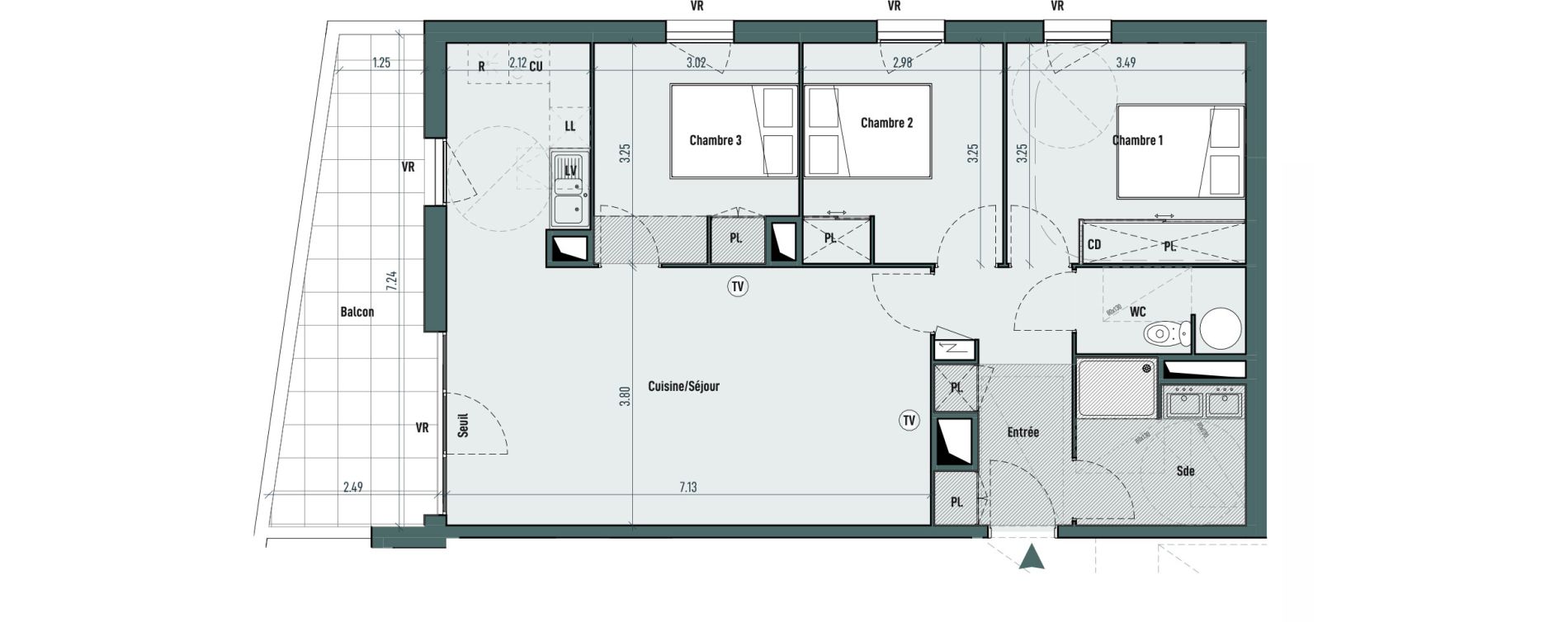 Appartement T4 de 81,14 m2 &agrave; Gignac Centre