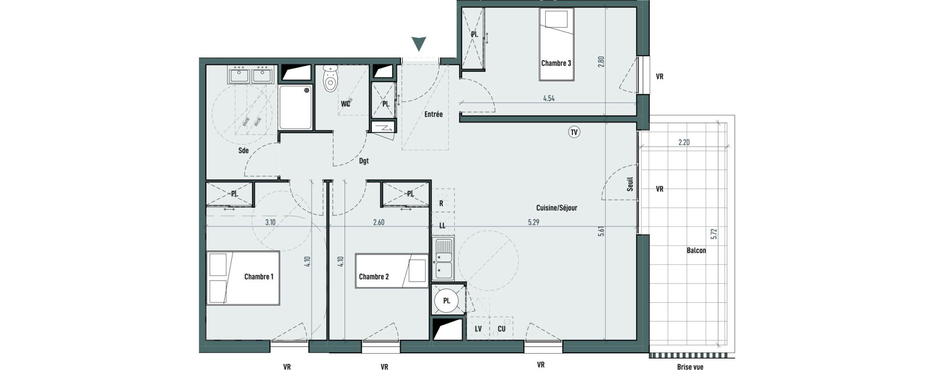 Appartement T4 de 83,03 m2 &agrave; Gignac Centre