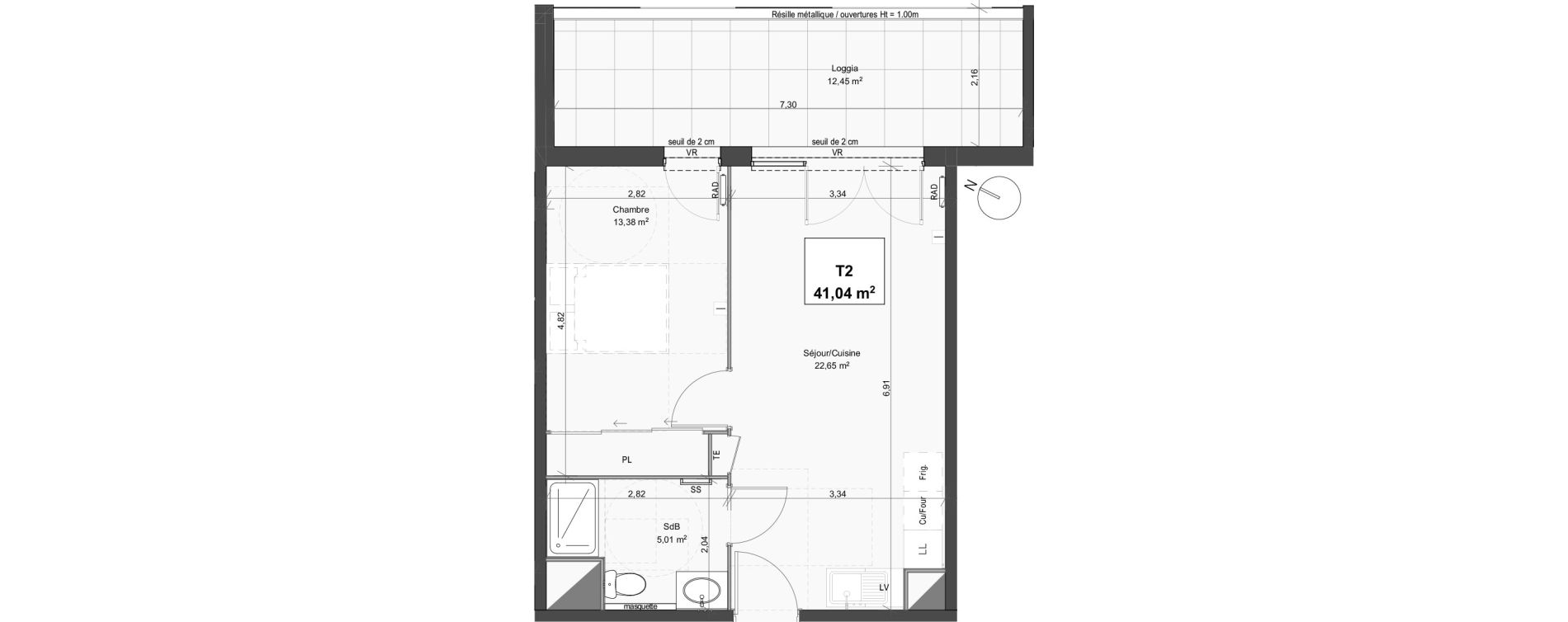 Appartement T2 de 41,04 m2 &agrave; Grabels La valsi&egrave;re