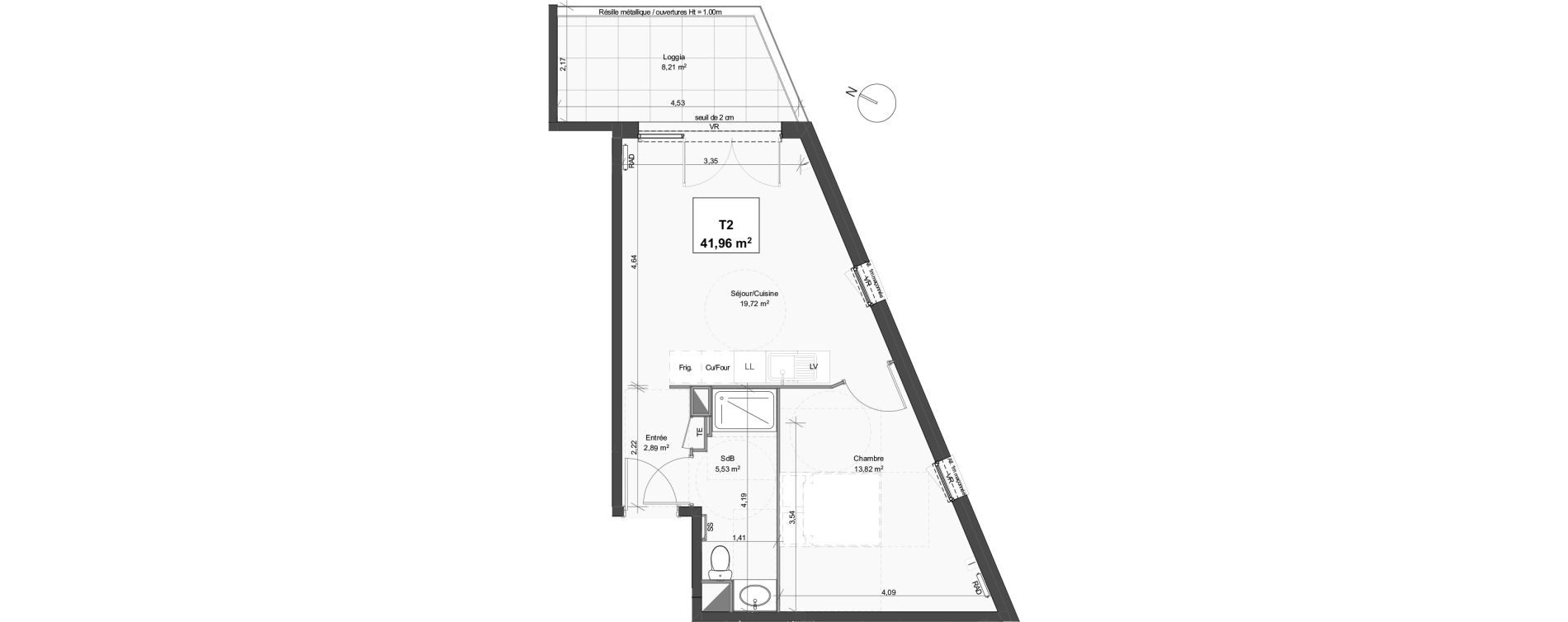 Appartement T2 de 41,96 m2 &agrave; Grabels La valsi&egrave;re