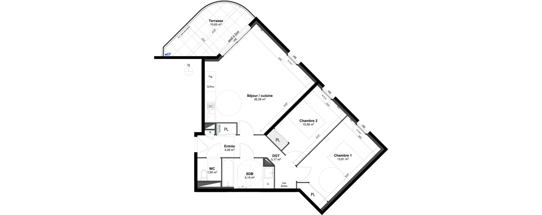 Appartement T3 de 67,05 m2 &agrave; Grabels La valsi&egrave;re