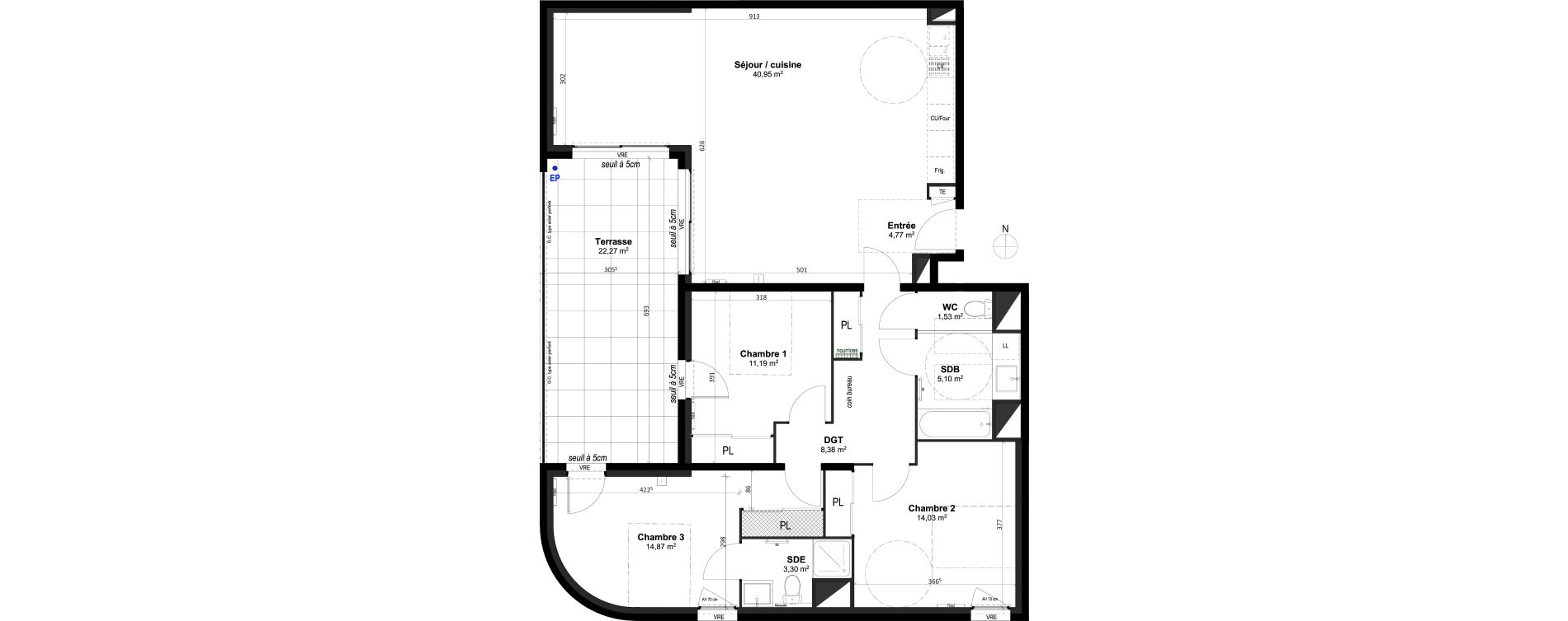 Appartement T4 de 104,12 m2 &agrave; Grabels La valsi&egrave;re