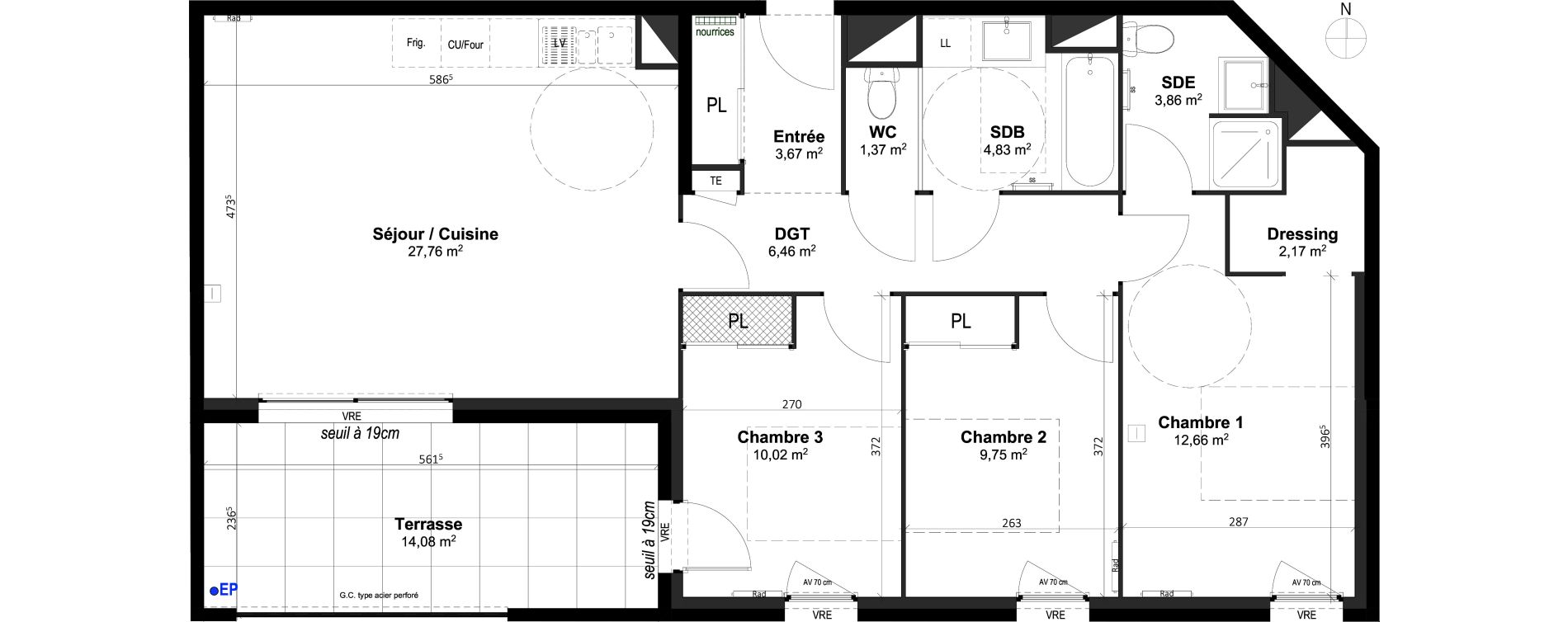 Appartement T4 de 82,66 m2 &agrave; Grabels La valsi&egrave;re