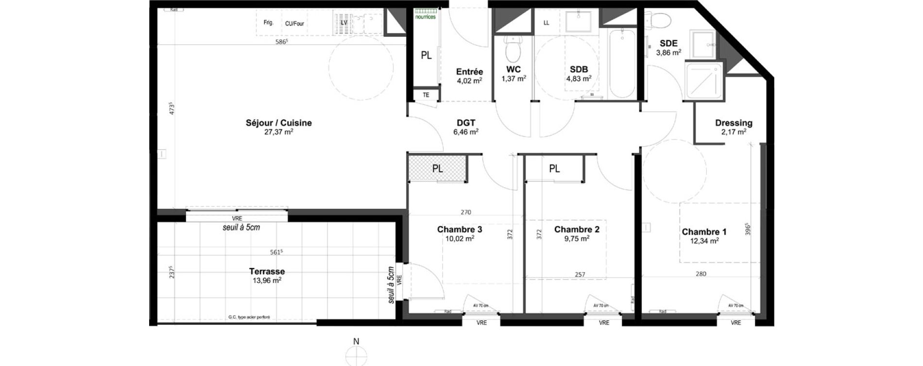 Appartement T4 de 82,19 m2 &agrave; Grabels La valsi&egrave;re