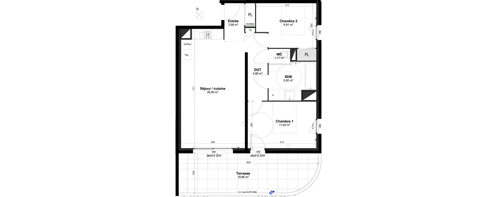 Appartement T3 de 63,54 m2 &agrave; Grabels La valsi&egrave;re