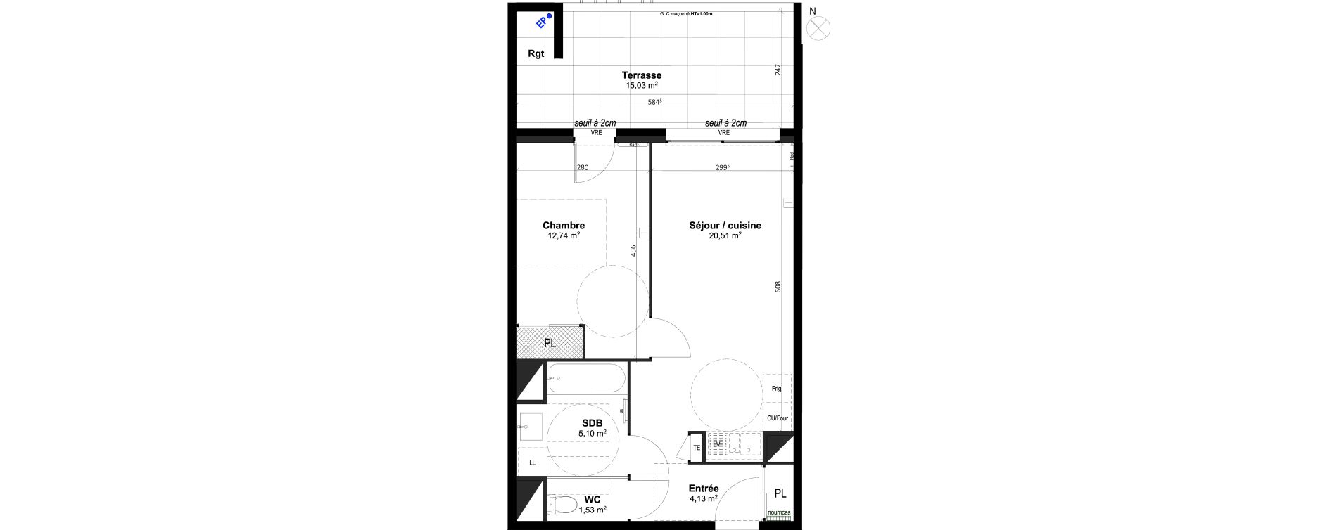 Appartement T2 de 44,01 m2 &agrave; Grabels La valsi&egrave;re