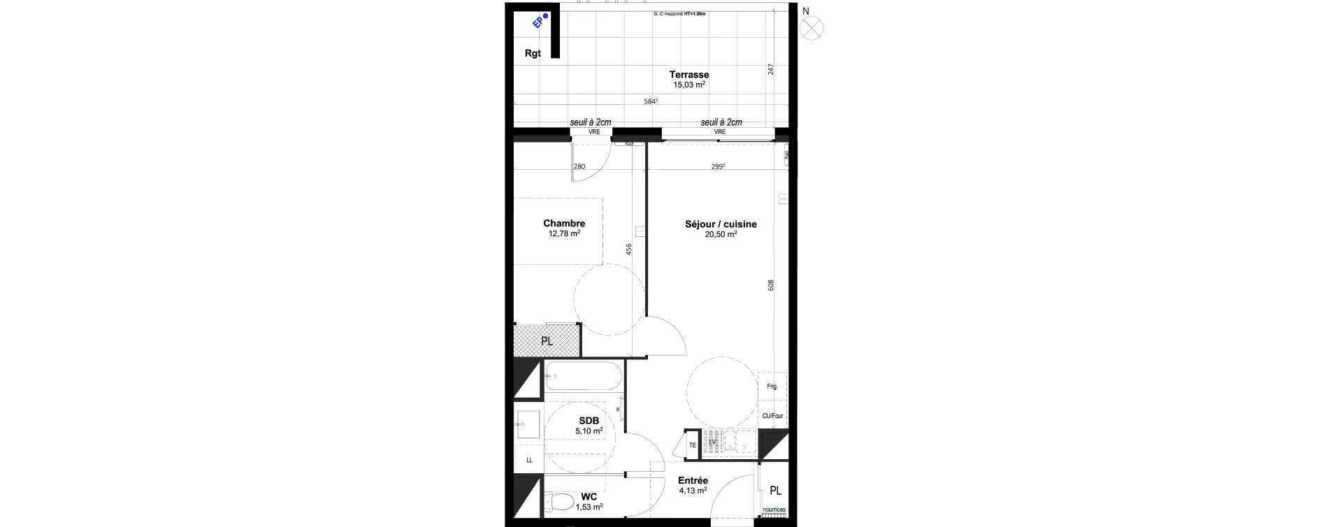 Appartement T2 de 44,04 m2 &agrave; Grabels La valsi&egrave;re