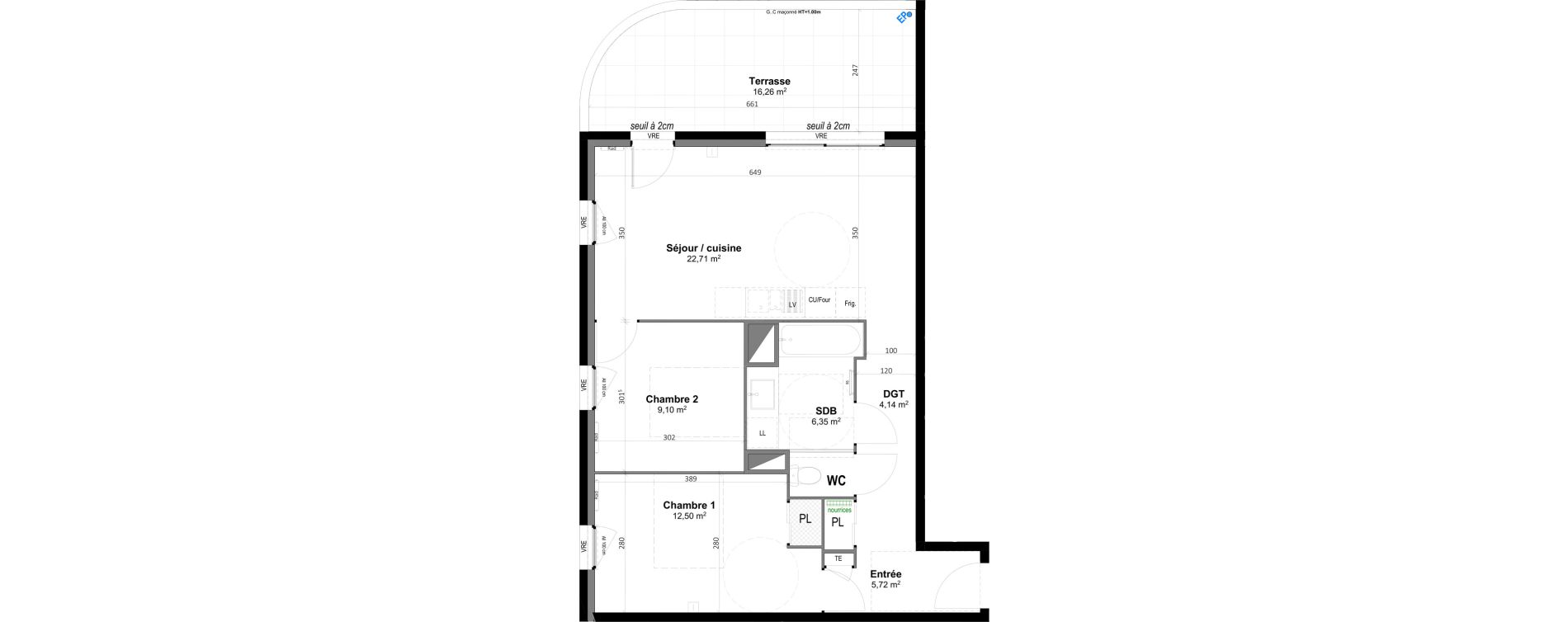 Appartement T3 de 60,52 m2 &agrave; Grabels La valsi&egrave;re