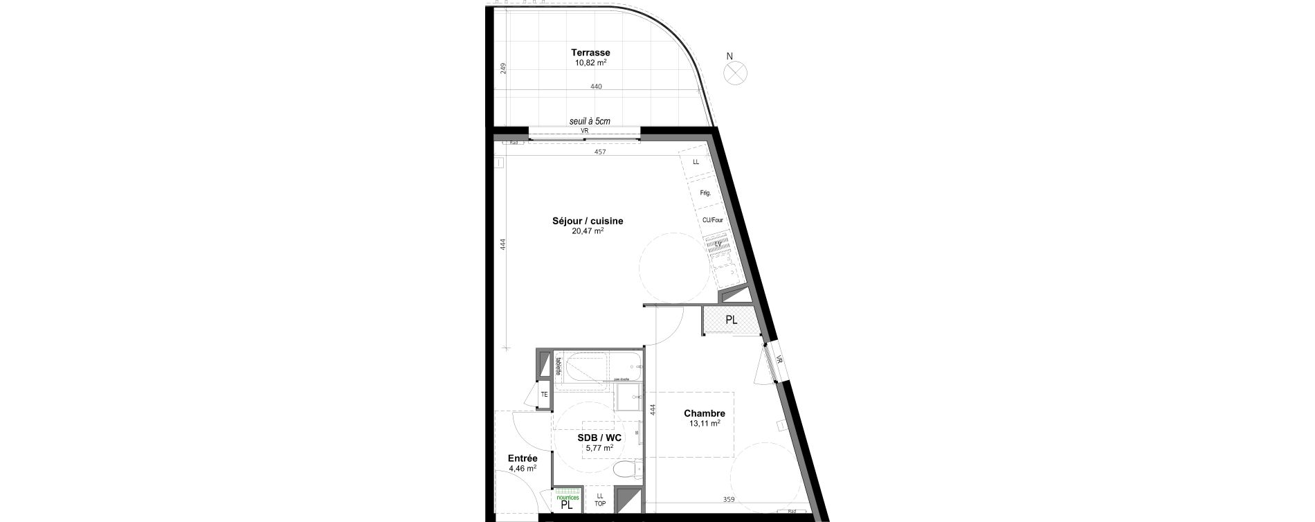 Appartement T2 de 43,81 m2 &agrave; Grabels La valsi&egrave;re