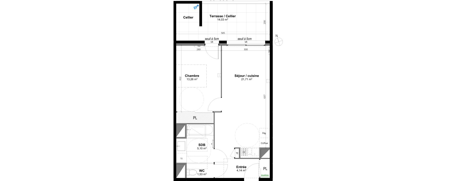 Appartement T2 de 45,74 m2 &agrave; Grabels La valsi&egrave;re
