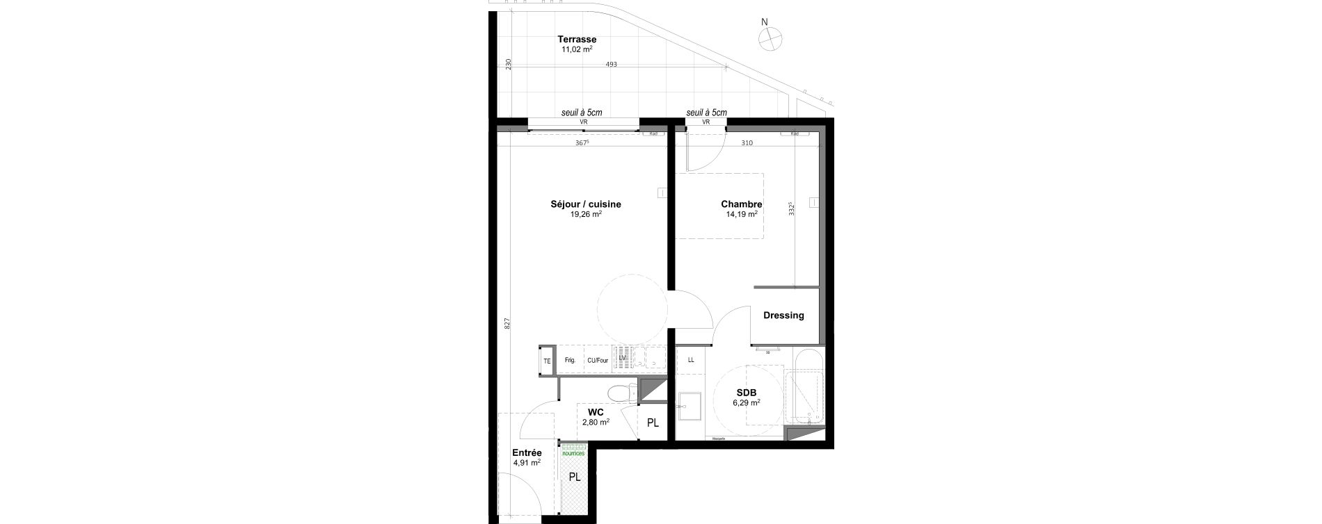 Appartement T2 de 47,45 m2 &agrave; Grabels La valsi&egrave;re