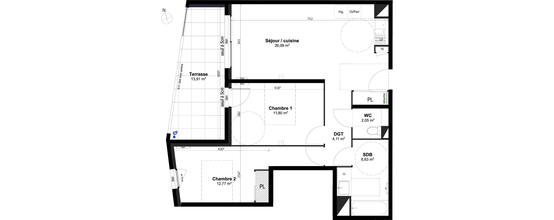 Appartement T3 de 63,46 m2 &agrave; Grabels La valsi&egrave;re