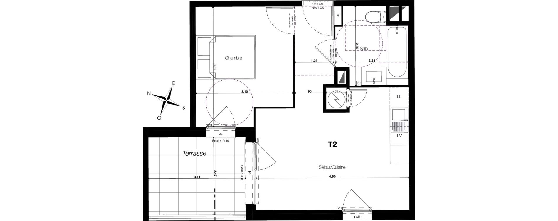 Appartement T2 de 38,00 m2 &agrave; Grabels Centre