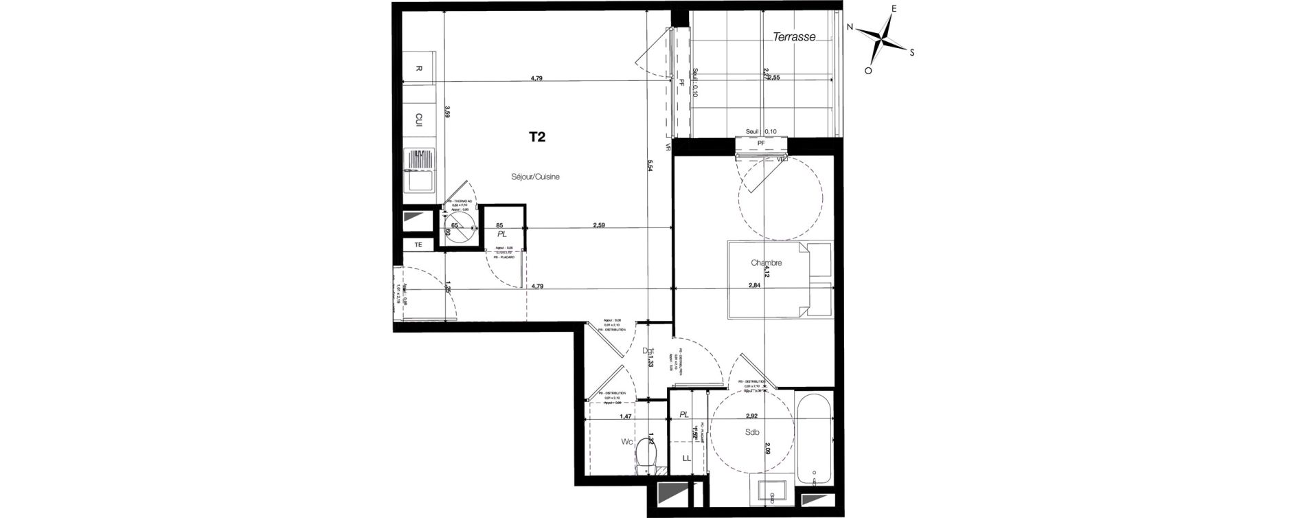 Appartement T2 de 45,00 m2 &agrave; Grabels Centre