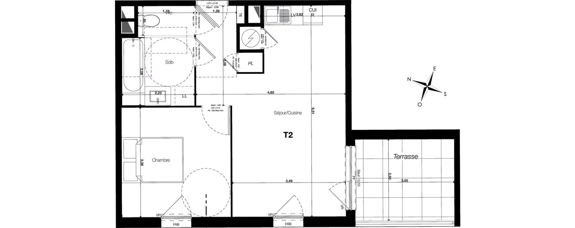 Appartement T2 de 43,50 m2 &agrave; Grabels Centre