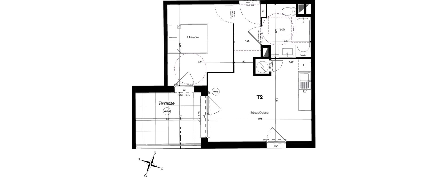 Appartement T2 de 38,00 m2 &agrave; Grabels Centre