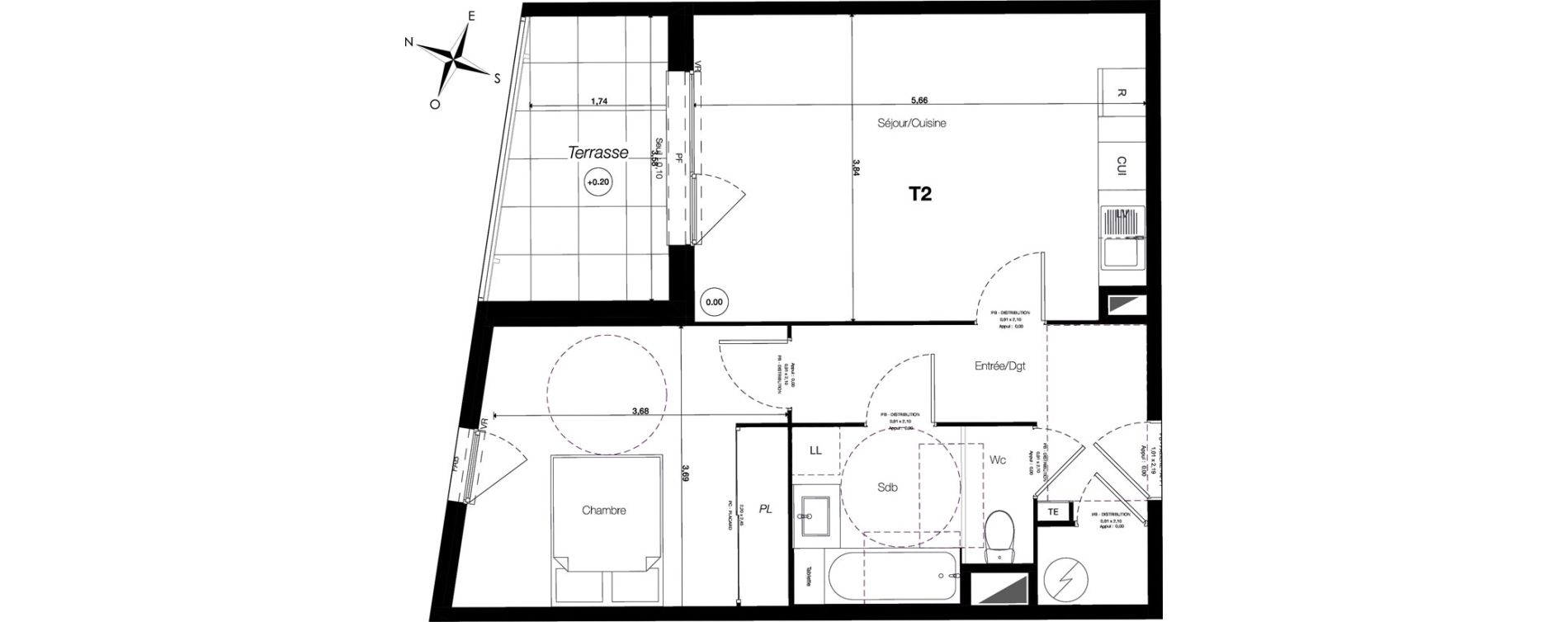 Appartement T2 de 49,90 m2 &agrave; Grabels Centre