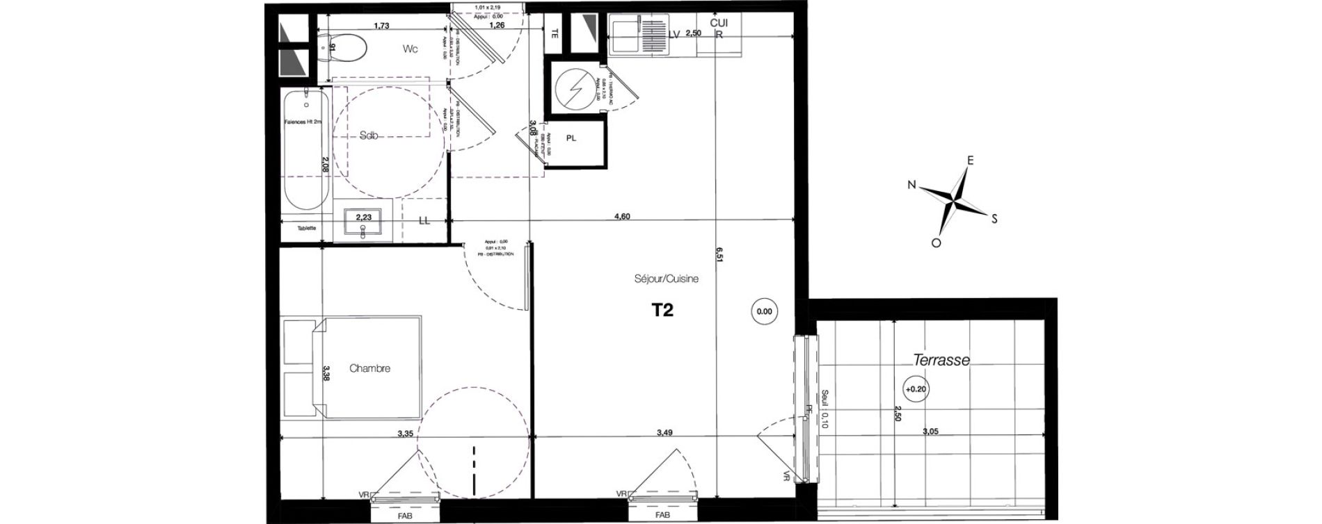 Appartement T2 de 43,50 m2 &agrave; Grabels Centre