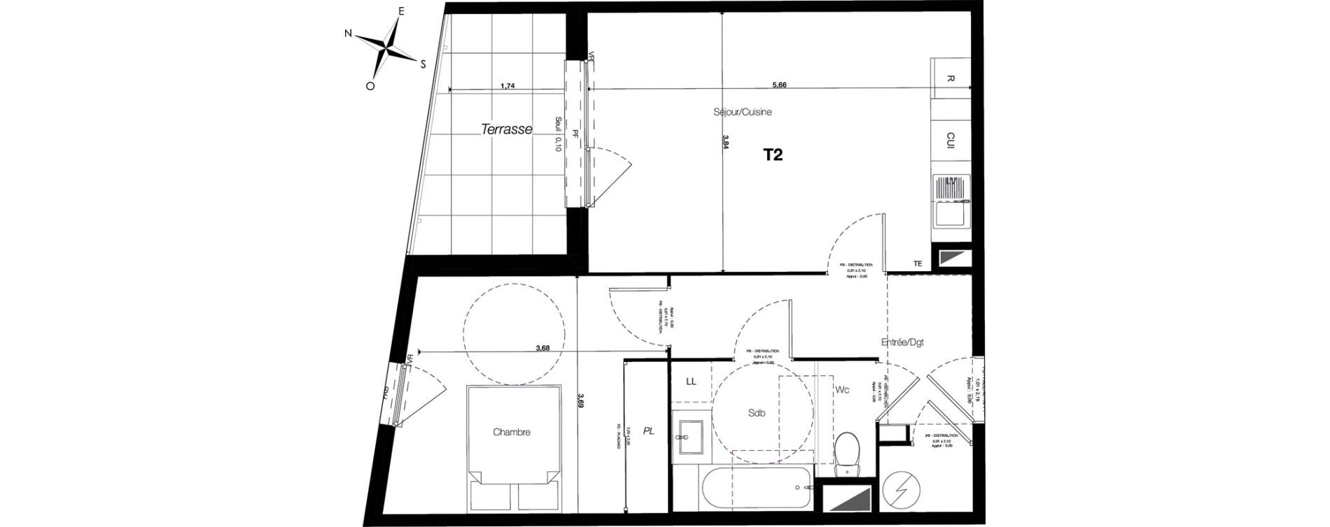Appartement T2 de 49,90 m2 &agrave; Grabels Centre