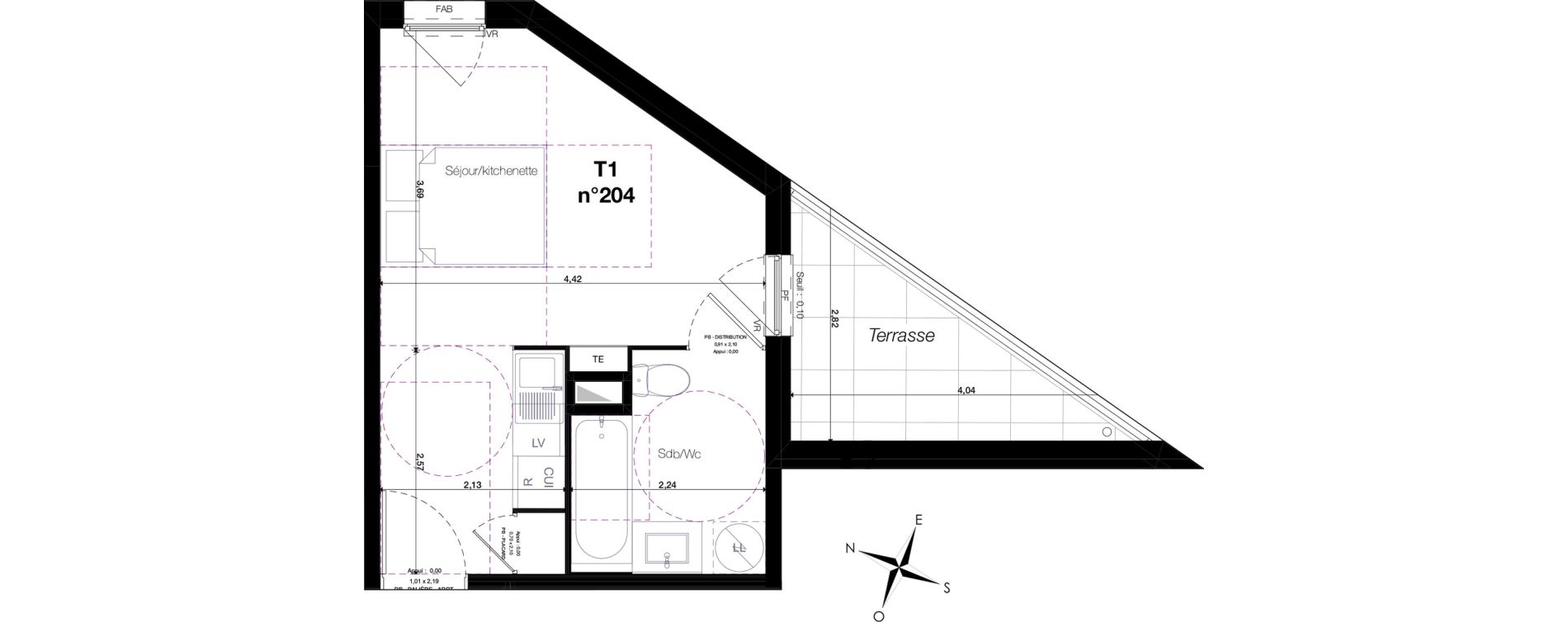 Appartement T1 de 24,50 m2 &agrave; Grabels Centre