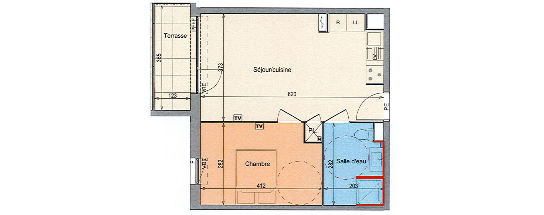 Appartement T2 de 39,56 m2 &agrave; Grabels La valsi&egrave;re