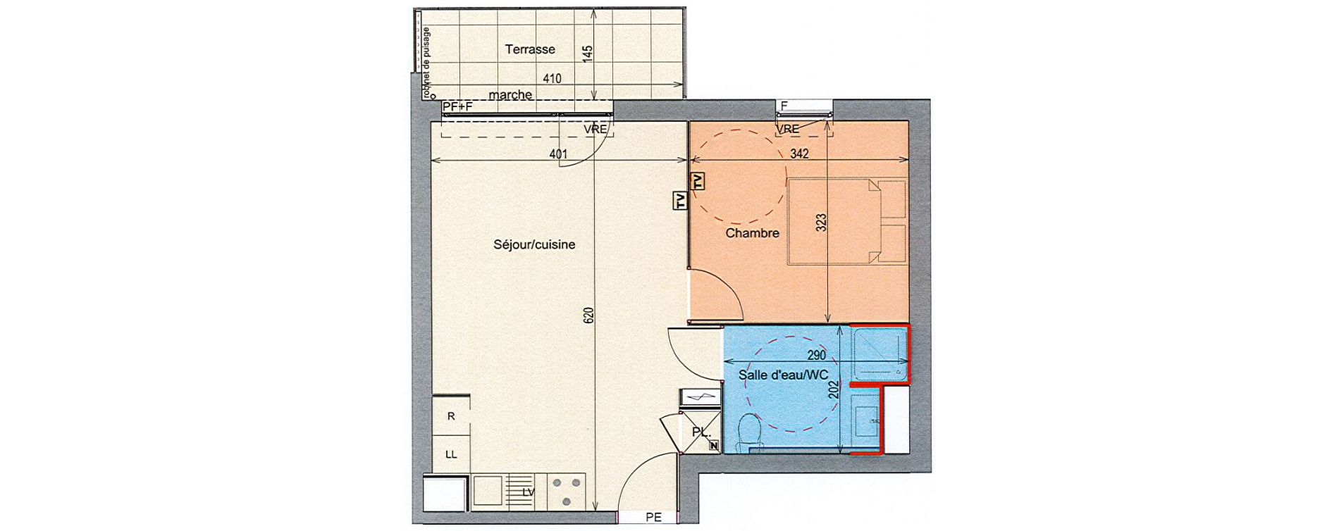 Appartement T2 de 41,60 m2 &agrave; Grabels La valsi&egrave;re