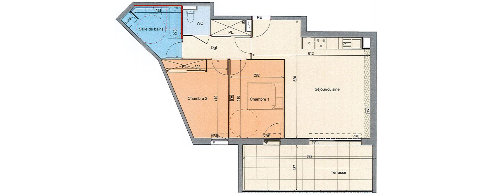 Appartement T3 de 63,66 m2 &agrave; Grabels La valsi&egrave;re