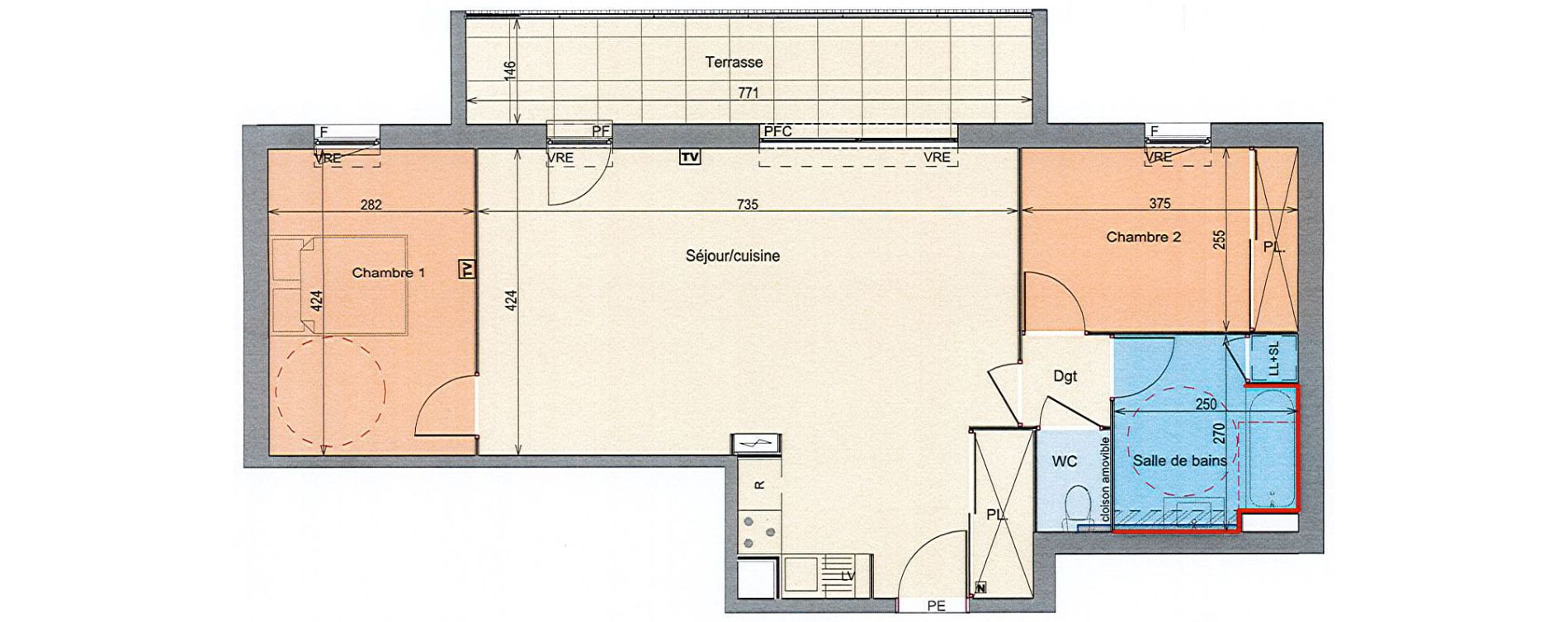 Appartement T3 de 69,35 m2 &agrave; Grabels La valsi&egrave;re