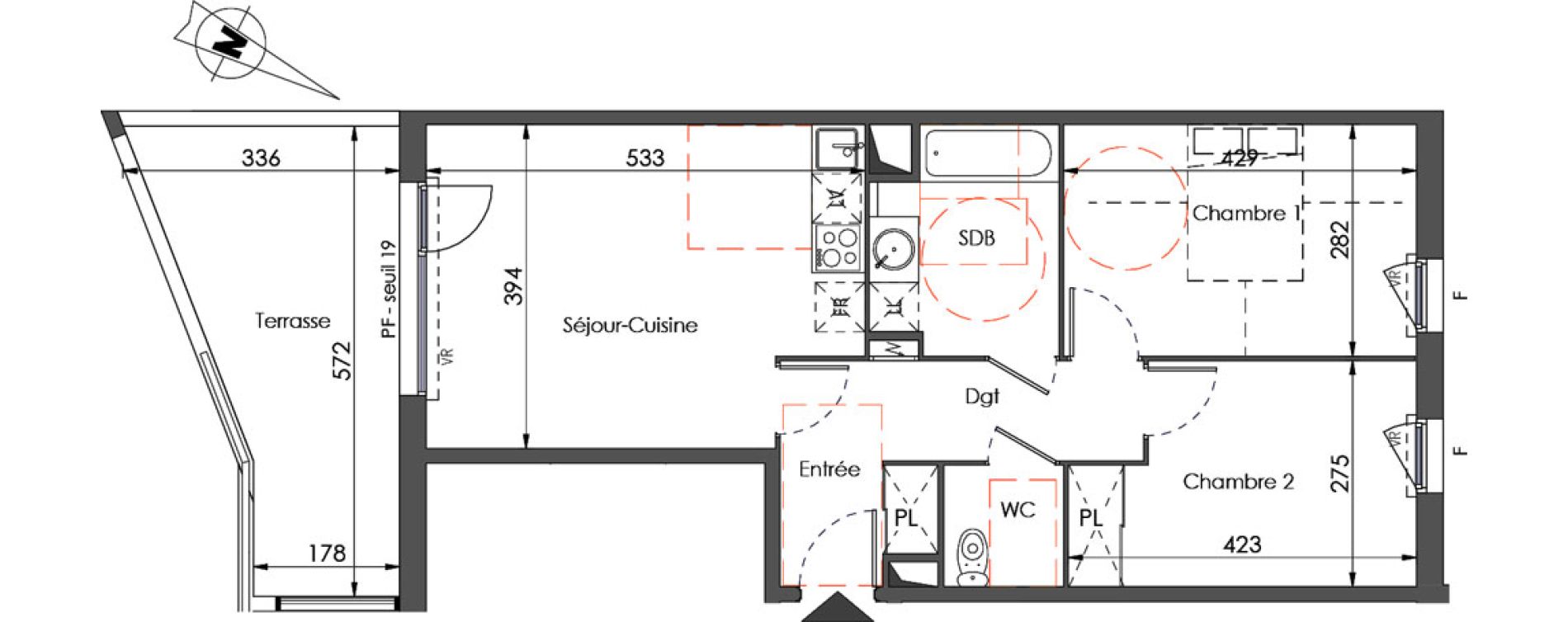Appartement T3 de 59,42 m2 &agrave; Juvignac Centre