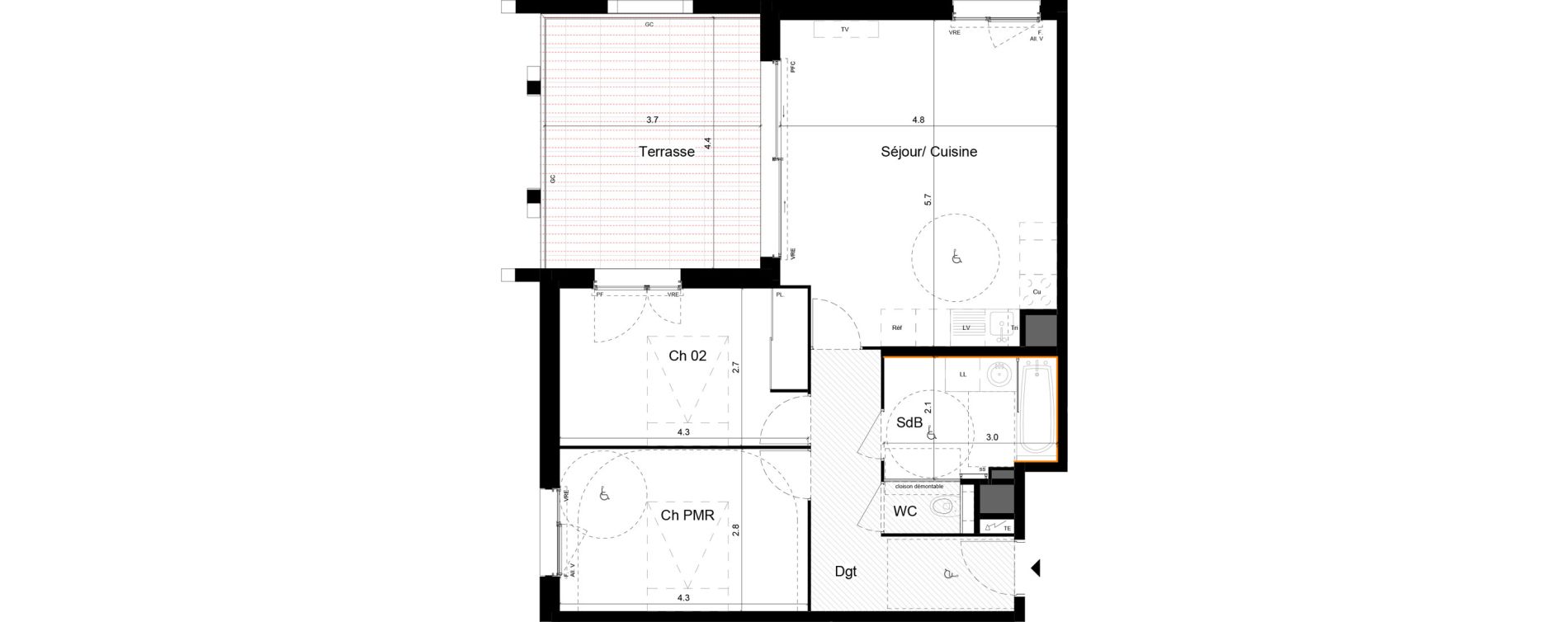 Appartement T3 de 65,80 m2 &agrave; La Grande-Motte Centre